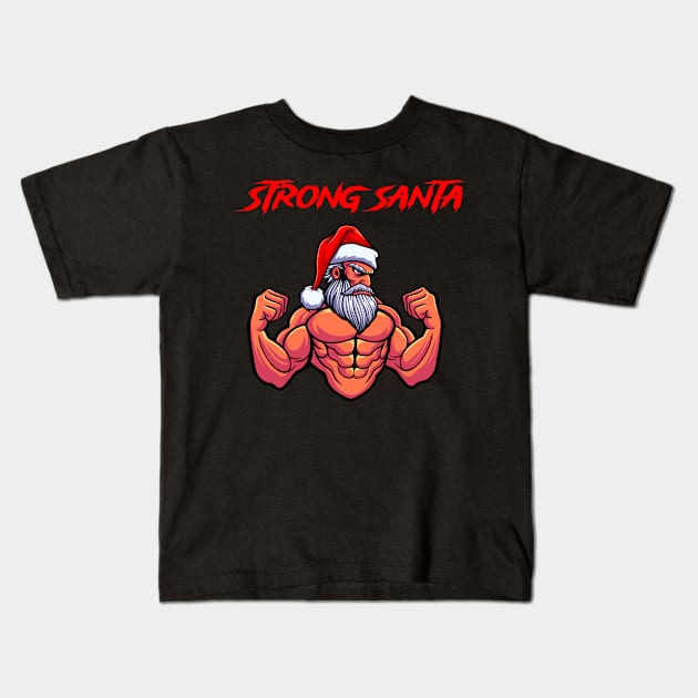 Strong santa Kids T-Shirt by Kusumaillustration